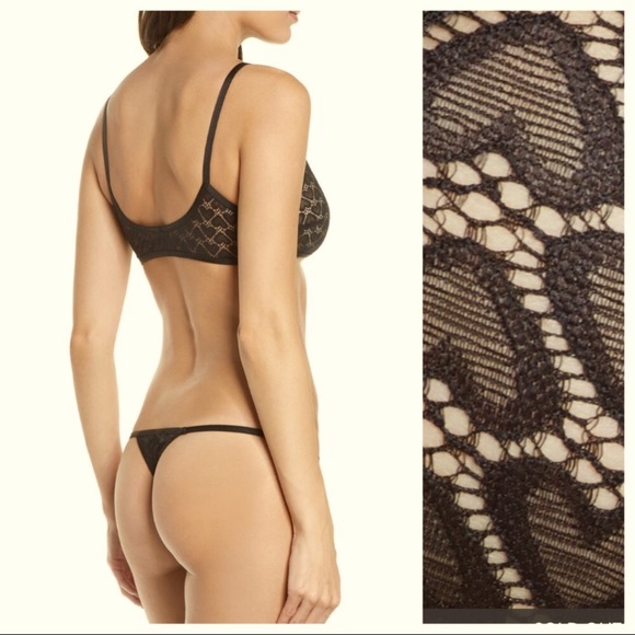 NWT Free People 2 piece Black Heart Lace Kelly Bra Set - Picture 4 of 7